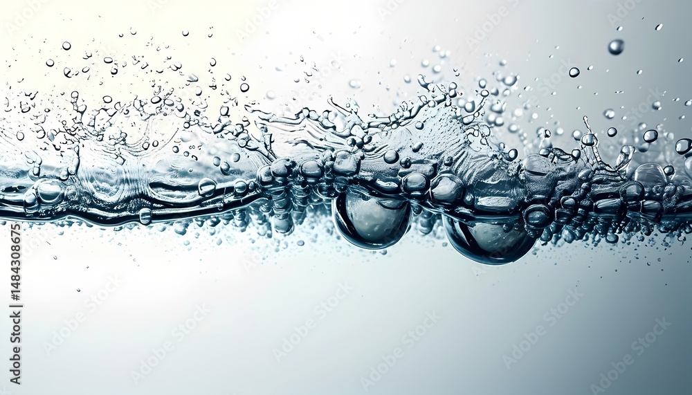 Poster water droplets splashing nature high-resolution image calm environment close-up view liquid dynamics