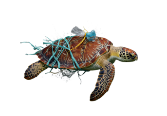 Sea Turtle Entangled in Plastic Pollution A Call for Ocean Conservation