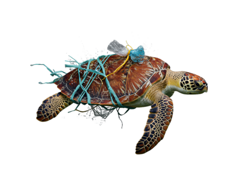Sea Turtle Entangled in Plastic Pollution A Call for Ocean Conservation