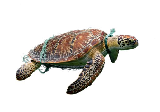 Sea Turtle Entangled in Plastic A Symbol of Ocean Pollution