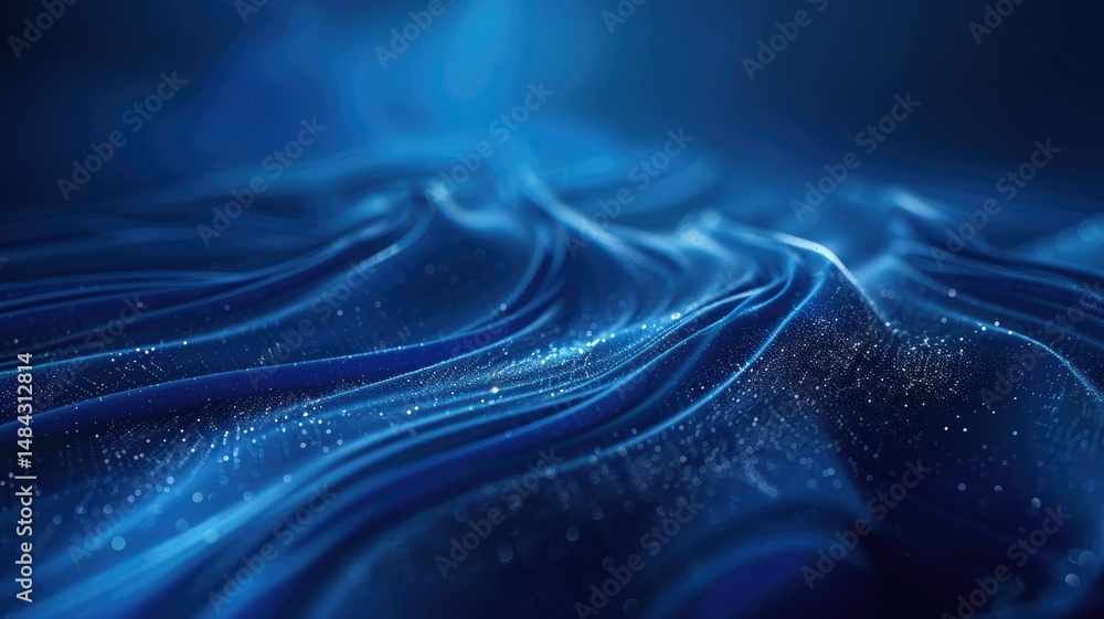 Poster abstract picture micro light sparkling particle represent data flow vivid flowing wave with high tec