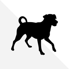 Minimalist Silhouette of Dog on White