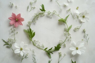 Delicate floral wreath arrangement on a light background.
