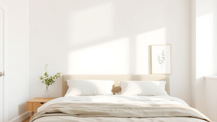 Minimal bedroom wall mock up