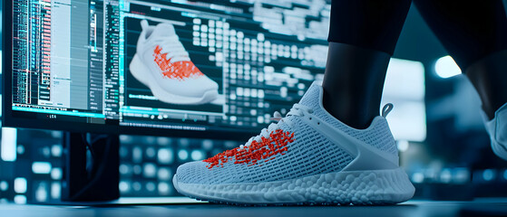 3d Printed Futuristic Shoes On Computer Screen