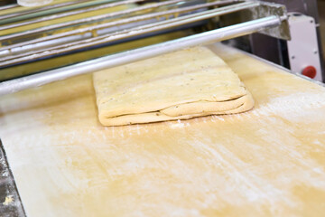 Cracker dough sheeting process results in even thickness before cutting for baking