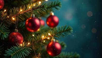 Sparkling Christmas tree ornaments and lights adorn a decorated evergreen tree , tree, holiday decorations, white