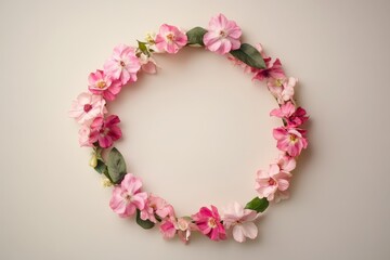 Obraz premium Delicate floral wreath in pastel pinks and greens.