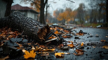 Storm damage assessment urban street photography rainy day ground level nature's fury revealed