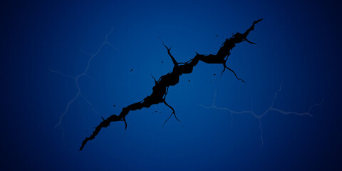 Black lightning with blue background. 