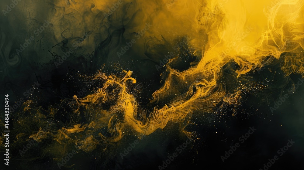 Aufkleber the abstract picture of the black and gold colour that is mixing with each other in the background, 