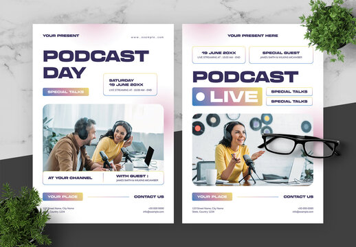 Blue And Yellow Podcast Flyer