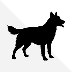 Pet Dog Silhouette Illustration on Plain White