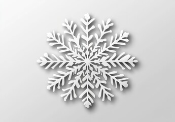Delicate White Snowflake Design on Soft Gray Background for Winter and Holiday Themes