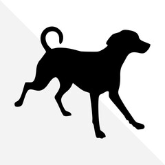 Pet Dog Silhouette Illustration on Plain White