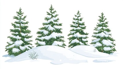 Obraz premium Snowy winter trees on snow-covered hills