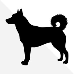 Pet Dog Silhouette Illustration on Plain White