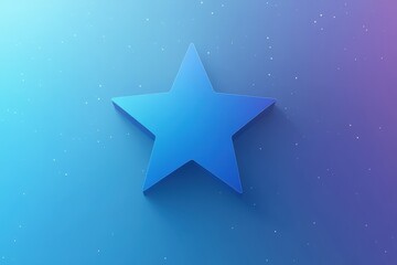 Obraz premium A blue star shape with a subtle shadow on a gradient blue and purple background