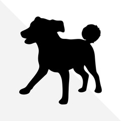 Pet Dog Silhouette Illustration on Plain White