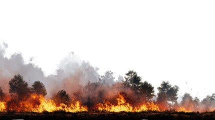 A raging wildfire consumes the landscape rapidly.