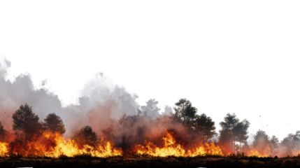 A raging wildfire consumes the landscape rapidly.