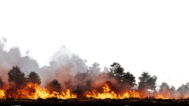 A raging wildfire consumes the landscape rapidly.