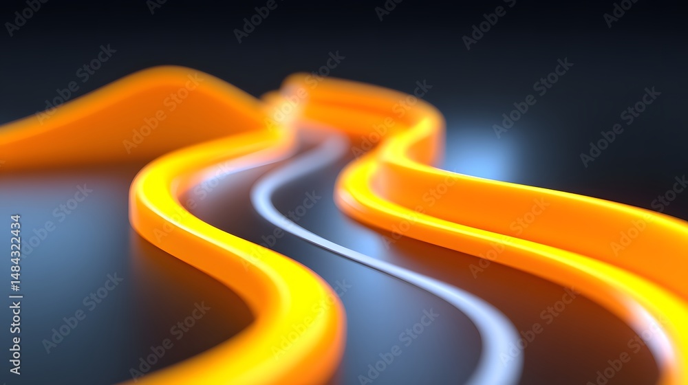 Poster 3d abstract colorful curved tech background