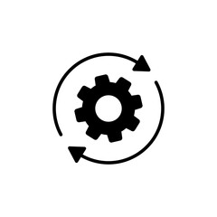 Workflow icon. Simple solid style. Operations, procedure, cog, gear, work, flow, pictogram, process, arrow, business concept. Vector illustration isolated