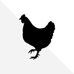 Isolated Chicken Shape in Black Silhouette Style