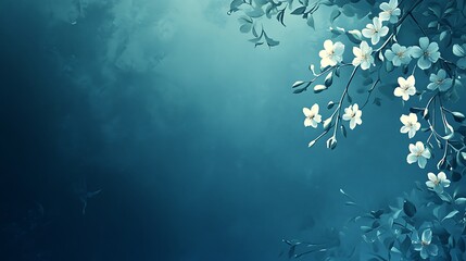 Dreamy twilight scene with blooming branches