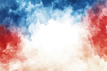 Fototapeta premium Abstract watercolor painting with red, white, and blue color scheme design