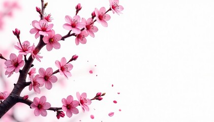 Intricate repeating sakura branch pattern, white background , art, minimalist