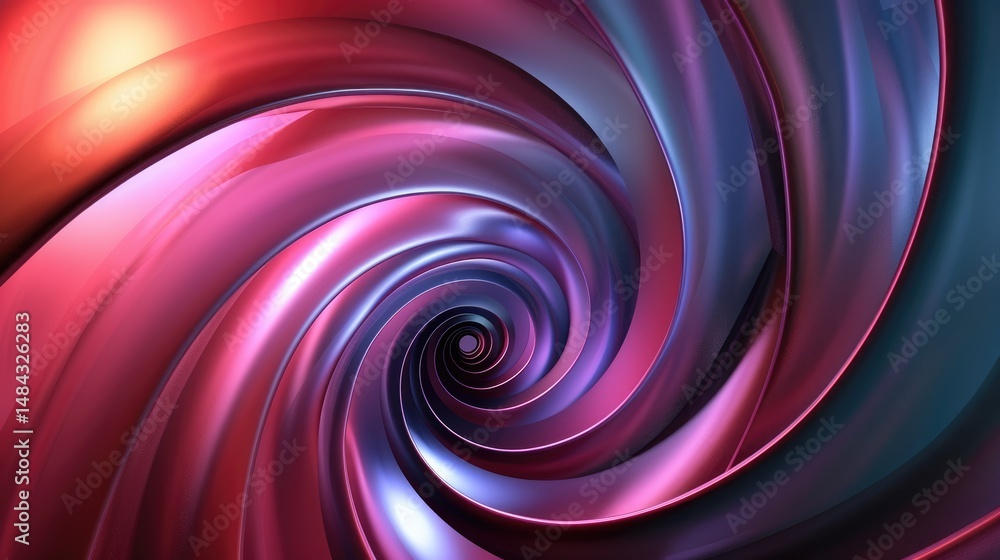 Poster abstract composition with intertwined vibrant pastel color curve on a dark background. background im