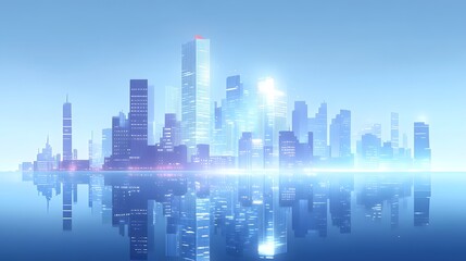 Obraz premium Pastel Futuristic Metropolis with Glowing Towers and Morning Light