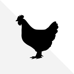 Farm Chicken Silhouette Illustration – White Background