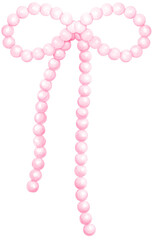 Cute Pink Pearl Ribbon Bow Watercolor Vintage y2k Style