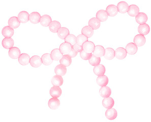 Pink Pearl Bow Watercolor Vintage