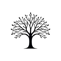 Obraz premium Line art vector black and white tree