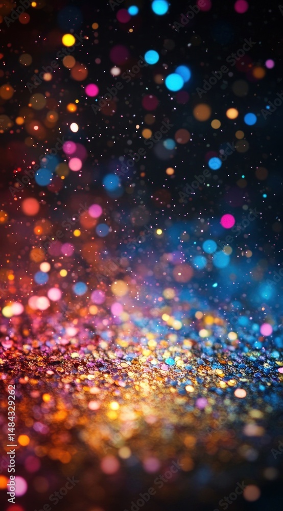 Poster colorful bokeh lights creating a magical sparkle effect on a dark background for festive or decor th