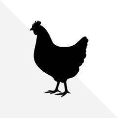 Black Silhouette of Rooster Isolated on White
