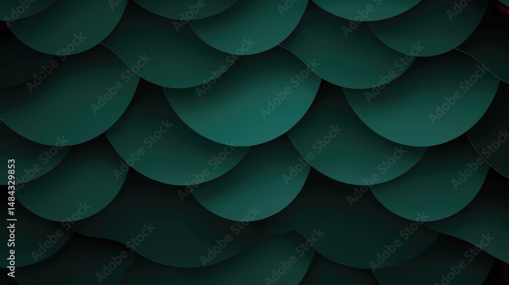 Poster abstract green geometric pattern with layered shapes. digital artwork of 3d rendering with dark gree