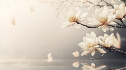 Serene blossoms reflected in calm water (3)