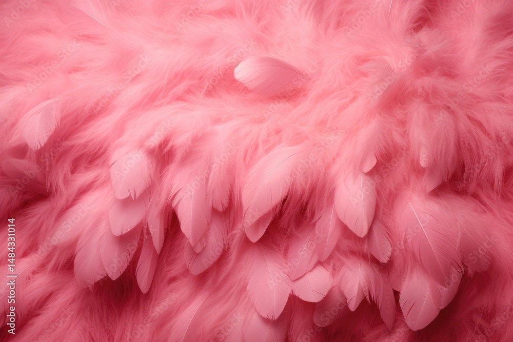 Poster soft pink feathers texture. macro shot for delicate and fluffy design. close up of pink carpet made 
