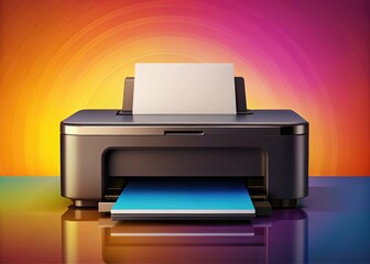 Modern Printer Illustration: Flat Design for Web & Print, Office Equipment, Device, Technology