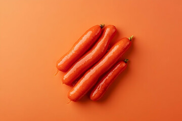 Naklejka premium Bright orange background showcasing a group of fresh carrots.