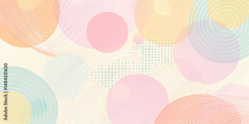 Poster abstract multiple pastel colour circle with the colourful background, geometry a branch of mathemati