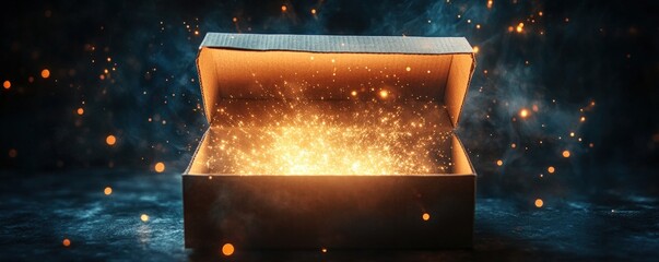 Open Box Filled With Sparkling Light