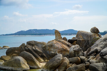 Beautiful seascape with rocks on Koh Samui, Thailand