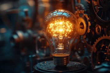 Illuminated bulb in a complex mechanical setting
