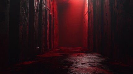 Dark Red Corridor  Grungy Alleyway  Red Light  Mysterious Path